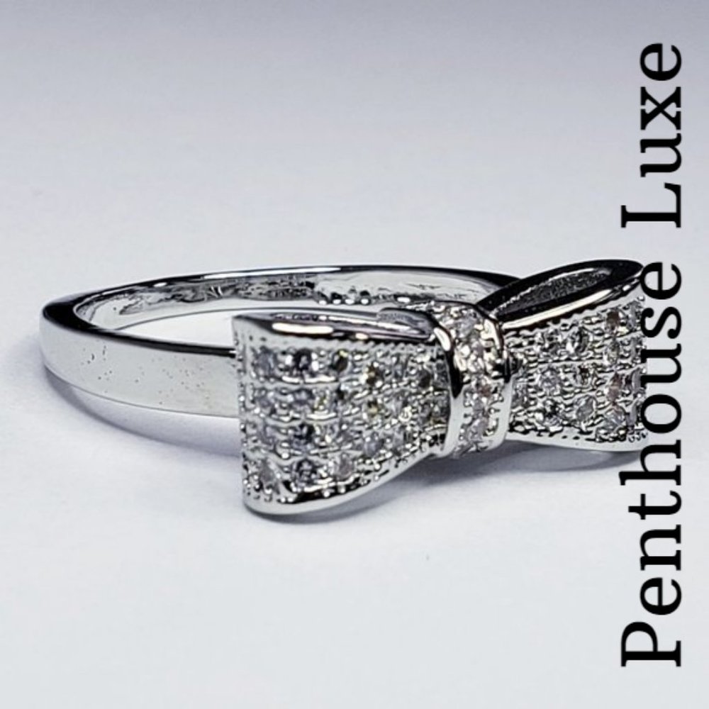 Micro Paved Silver Bow Ring